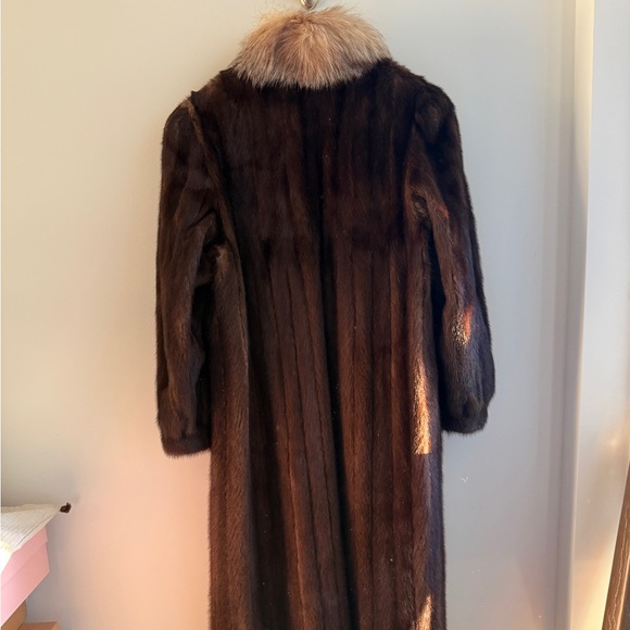 100% real Mink full length coat fox details mink fur coat - Picture 13 of 15